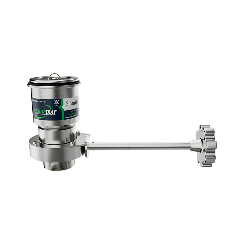 3monkeez SCRAP-C-50-316 Cast Stainless Steel Scraptrap and Cast Stainless Steel Shut Off (Butterfly) - Suit 50mm O/L