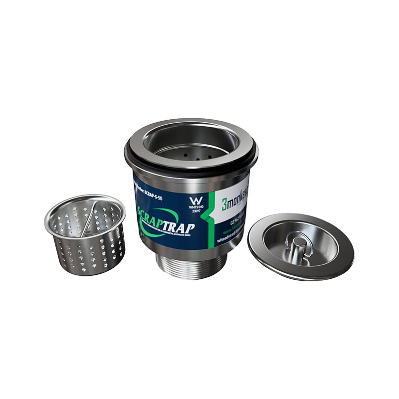 3monkeez SCRAP-S-50 Cast Stainless Steel Scraptrap, 50mm BSP Connection, Includes Fixed - Suit 50mm O/L