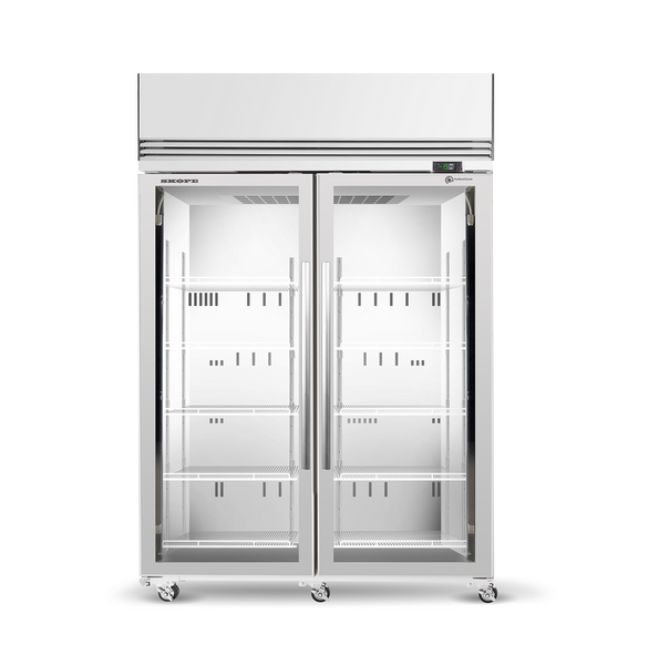 SKOPE SKFT1300N-A ActiveCore Upright Freezer | 2 Glass Doors with 5 Shelves per Door, Customisable