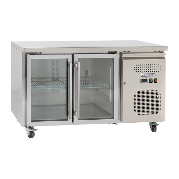 Exquisite SSC260G - Two Glass Doors Underbench Storage Refrigerators Slimline 260 Litre