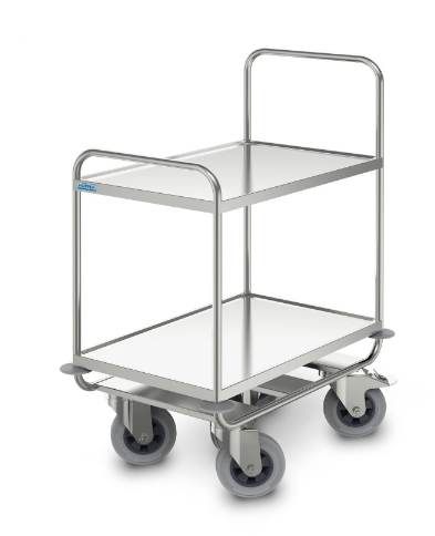 2 Tier Shelf  Trolley, Hupfer, SSW-10X6-2-ERGO, Standard Ergonomic Design, Stainless Steel Trolley 
