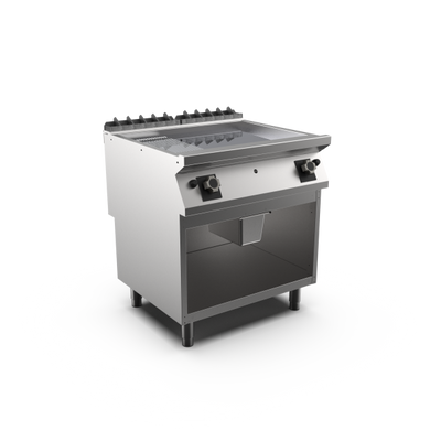 Mareno FT78GMCG-NG M1 70 Series Gas Griddle Top with 2/3 Smooth and 1/3 Ribbed Chromed Plate on Open Stand I Freestanding I 800mm wide