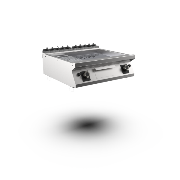 Mareno FT78GMCT-NG M1 70 Series Gas Griddle Top with 2/3 Smooth and 1/3 Ribbed Chromed Plate I 800mm wide