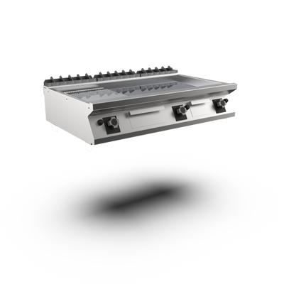 Mareno FT912GMCT-NG M1 90 Series Gas Griddle Top with 2/3 Smooth and 1/3 Ribbed Chromed Plate I 1200mm Wide