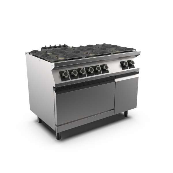 Mareno PC712GFE-NG M1 70 Series 6 Burner Gas Cook Top Range with Static Electric Oven I Freestanding I 1200mm Wide