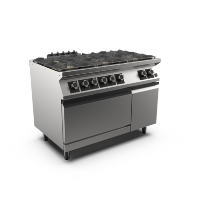 Mareno PC712GFEV-NG M1 70 Series 6 Burner Gas Cook Top Range with Fan Assisted Electric Oven I Freestanding I 1200mm Wide