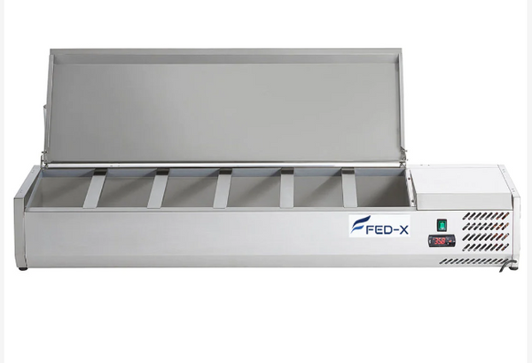 F.E.D XVRX1500/380S I Salad Bench I with Stainless Steel Lid 6 x 1/3GN