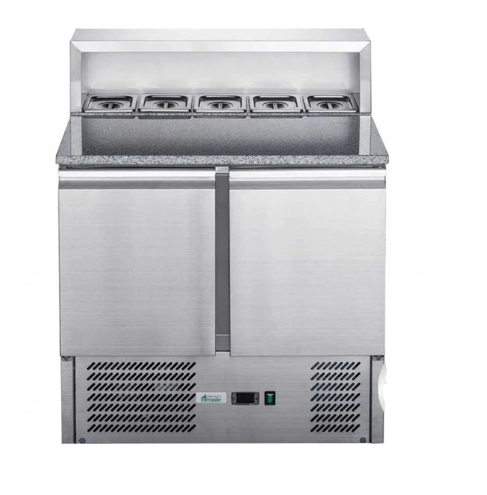 F.E.D XGNS900E I 2 Door Salad Prep Fridge I with Marble Top I Commercial Salad Bar Fridge