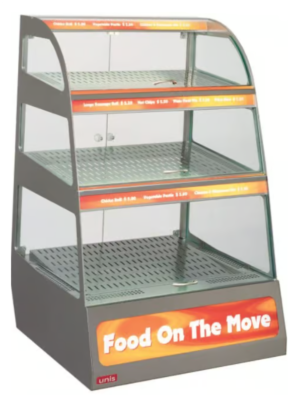 UNIS Square 3 Tray I HOT Kentucky I Table Top I Food Warmer Display I Hot I Food Display Cabinet