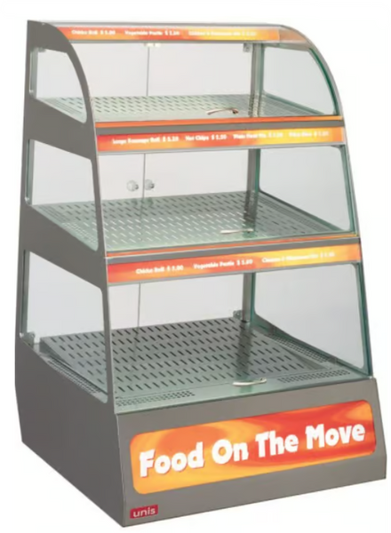 UNIS Square 3 Tray I HOT Kentucky I Table Top I Food Warmer Display I Hot I Food Display Cabinet