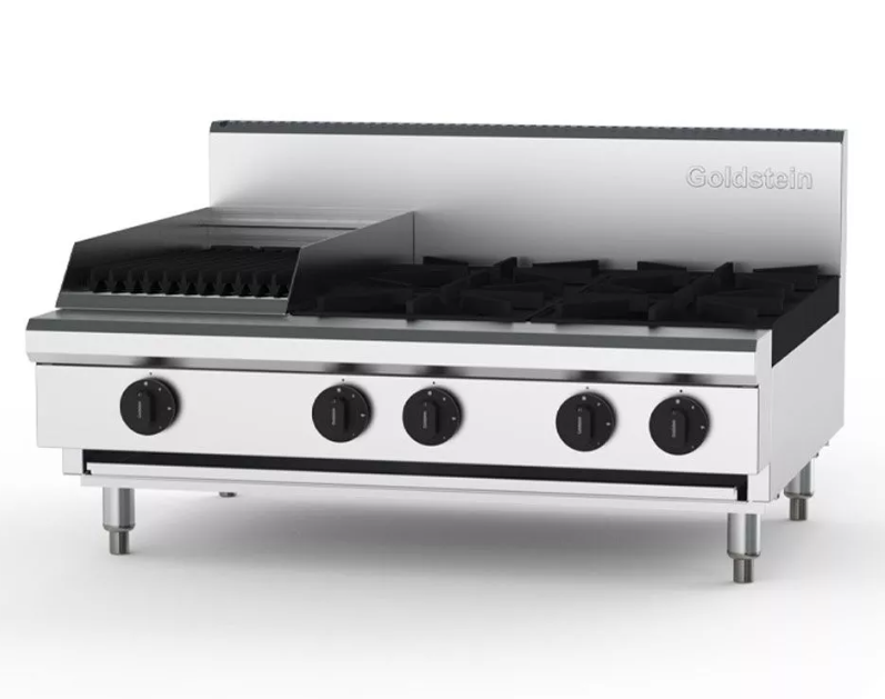 Goldstein PFB12Q4-X 4 Burner Gas Cooktop with Chargrill