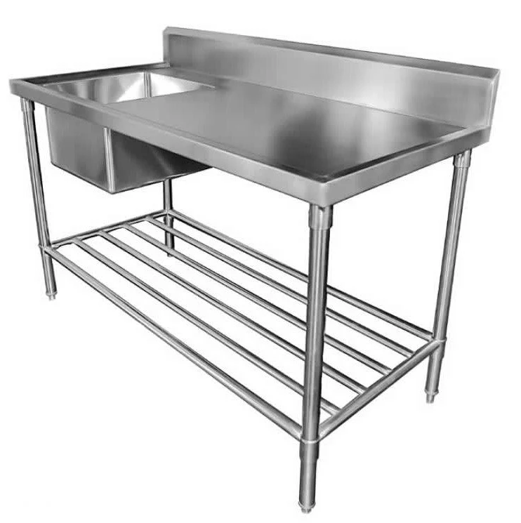 Mixrite SS1615L Sink Bench with Splashback Left 600mm Depth - 1500mm Wide