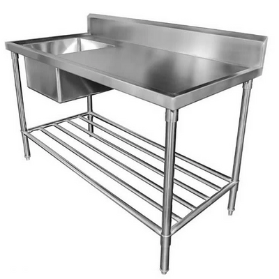 Mixrite SS1724L Sink Bench with Splashback Left 700mm Depth - 2400mm Wide