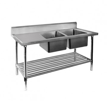 Mixrite SS2724R Double Sink Bench 700mm Depth Right - 2400mm Wide