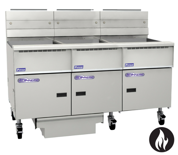 Pitco SSH75-3/FD | Solstice Supreme Fryer | Filter Drawer | Gas Fryer | 3 Bank Fryer