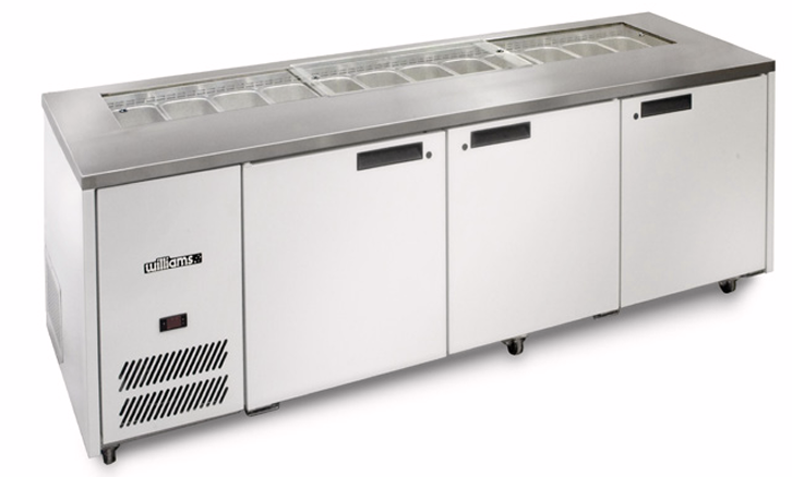 Williams Refrigeration HJ3SCBA000-N I Jade I White I Sandwich I Counter I 3 Doors I Commercial Refrigerator I Without Canopy