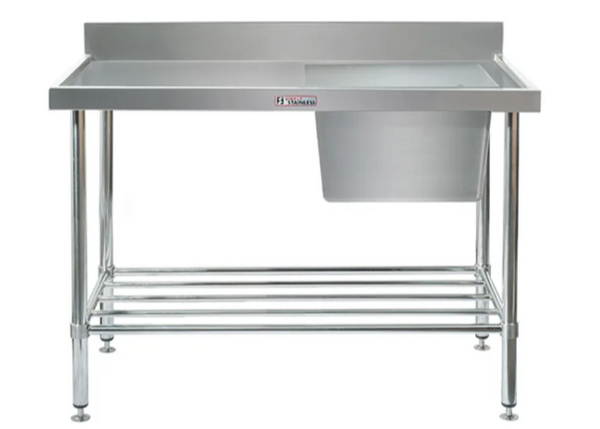 Simply Stainless SS05.7.2100R | 700 Series | 2100mm Wide | Right Bowl | Includes Tube Undershelf | Sink Bench with Splashback