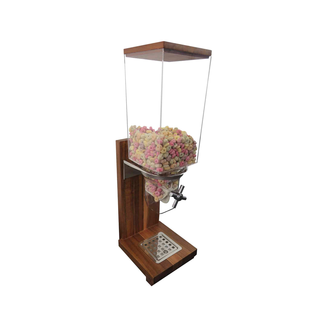 Smith & Hubble Elevate SH-E02-101-W | Cereal Dispenser | Rich Walnut Colour | Timber Base | Acrylic Chamber