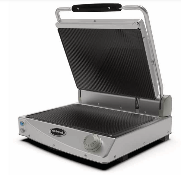 Spidoglass SPE-SP015PR-B | BBQ MASTER | Electric Grill | Ribbed Plate | Ribbed Upper and Lower Grill