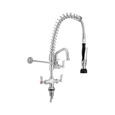 3monkeez T-3M53015-C CLEAN-A-JET- Stainless Steel Dual Hob Mount Compact Pre Rinse Unit - Variable Trigger Inc 6” Pot Filler