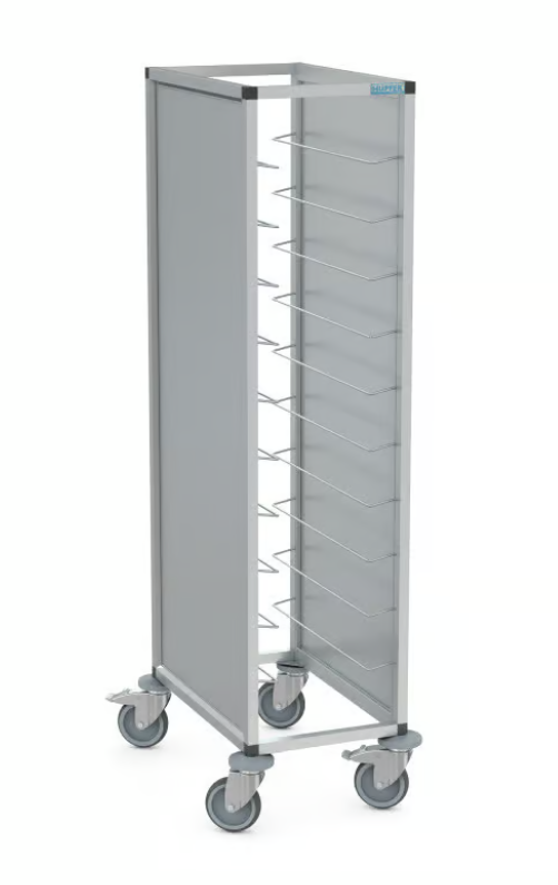 Clearing Trolley, Hupfer, TAWALU-1-10-GN, 10 x Tray, Clearing Trolley, Transport Trolley,  Aluminium, Hand Trolley
