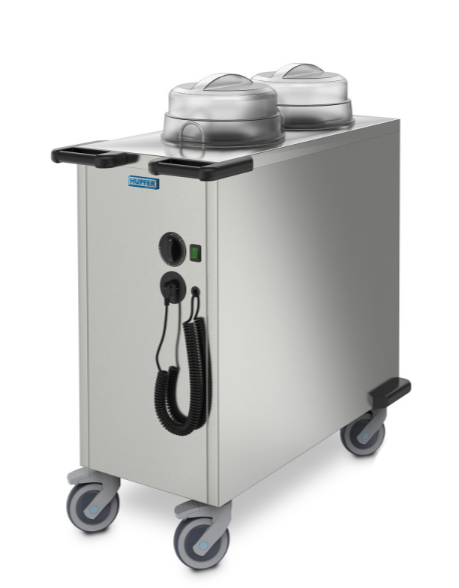 Hupfer TEUH-2-VS18-33 I Twin Tube I Heated I Stackable I Adjustable Crockery I Plate Dispenser I 122 Plates
