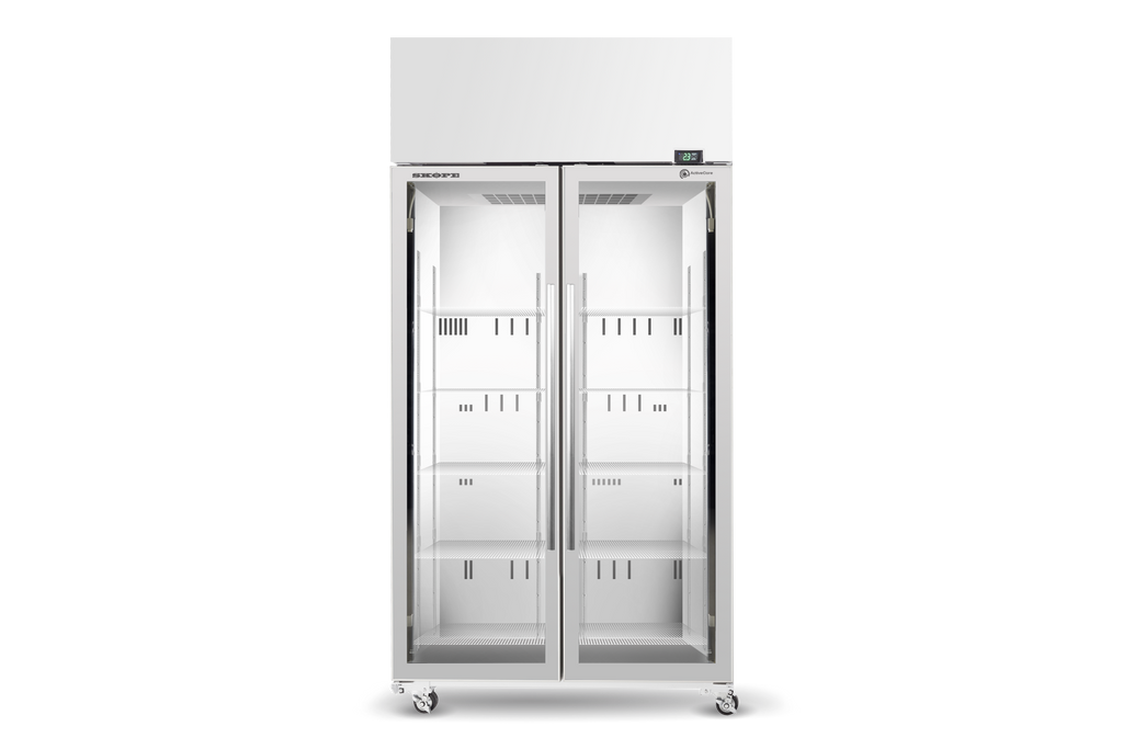 SKOPE TME1000N-A ActiveCore Top Mount Upright Fridge | 2 Glass Doors with 5 Shelves