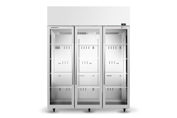 SKOPE TME1500N-A ActiveCore Top Mount Upright Fridge | 3 Glass Doors with 5 Shelves per Door