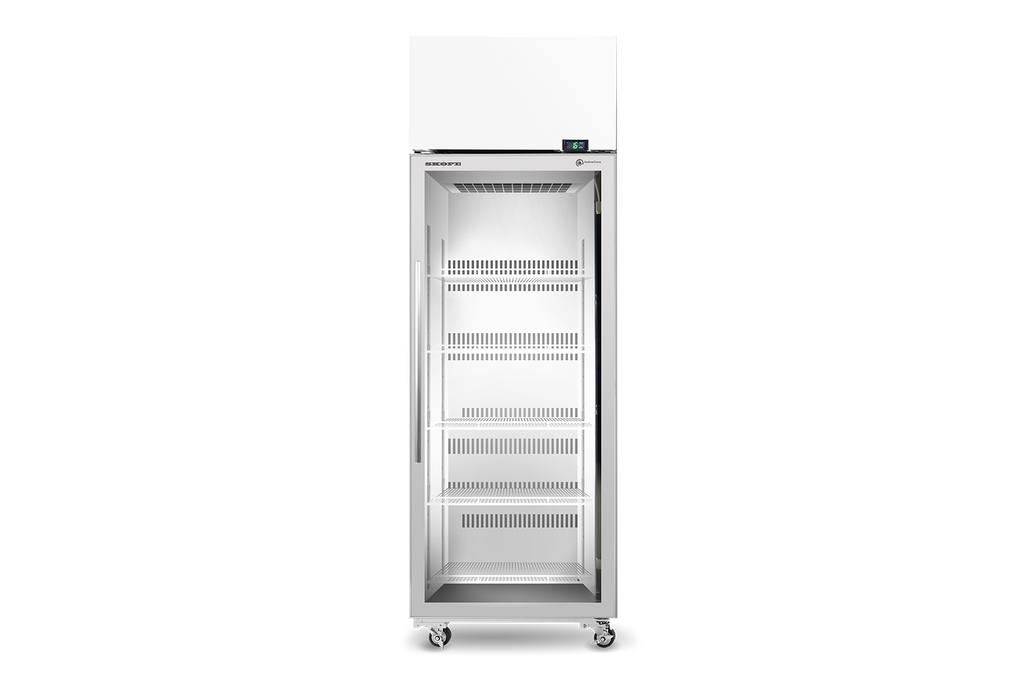 SKOPE TME650N-A ActiveCore Top Mount Upright Fridge | 1 Glass Door with 5 Shelves