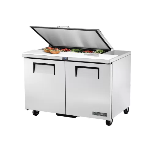 True Refrigeration TSSU-48-10-HC FLID Prep Table Refrigerators | 10x 1/6 Top Pans | 2 Solid Swing Door | Removable lids | 340 Litres