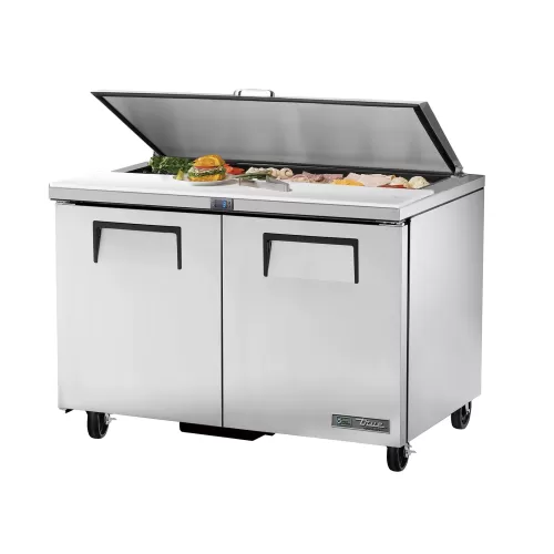 True Refrigeration TSSU-48-12-HC FLID Prep Table Refrigerators | 12x 1/6 Top Pans | 2 Solid Swing Door | Removable lids | 340 Litres