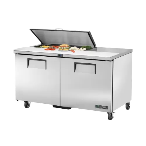 True Refrigeration TSSU-60-08-HC FLID Prep Table Refrigerators | 8x 1/6 Top Pans | 2 Solid Swing Door | Removable lids | 439 Litres