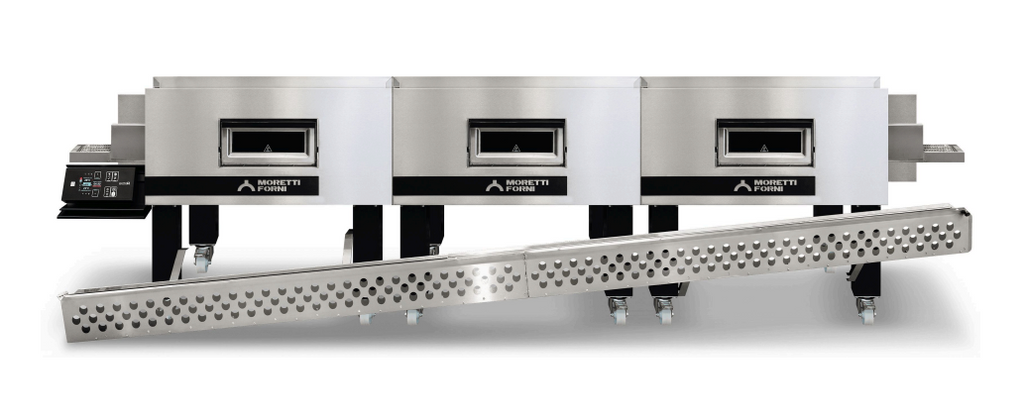 Moretti TT98E-XL | Triple Chamber Length Electric Conveyor Oven On Legs