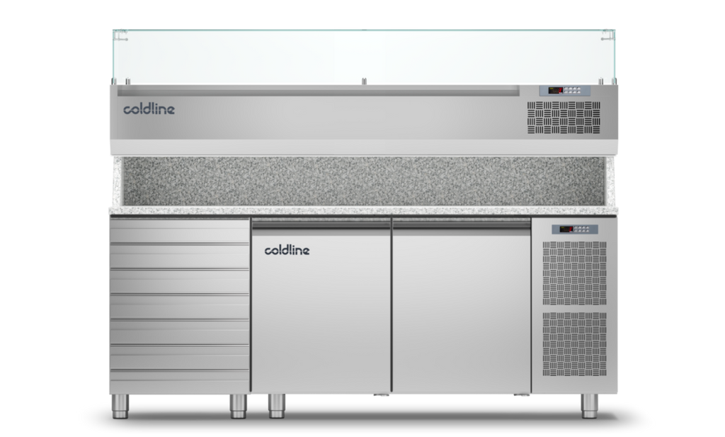 Coldline TZ13/1MC VP|2 Door + Drawers Pizza Preparation Counter with