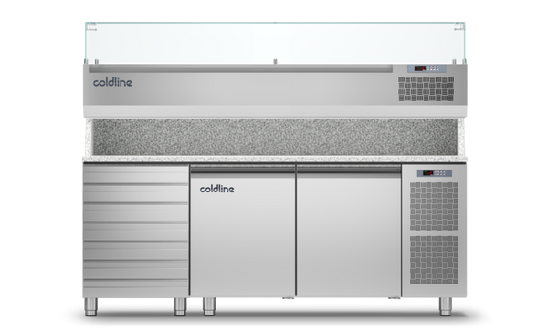 Coldline TZ13/1MC VP|2 Door + Drawers Pizza Preparation Counter with
