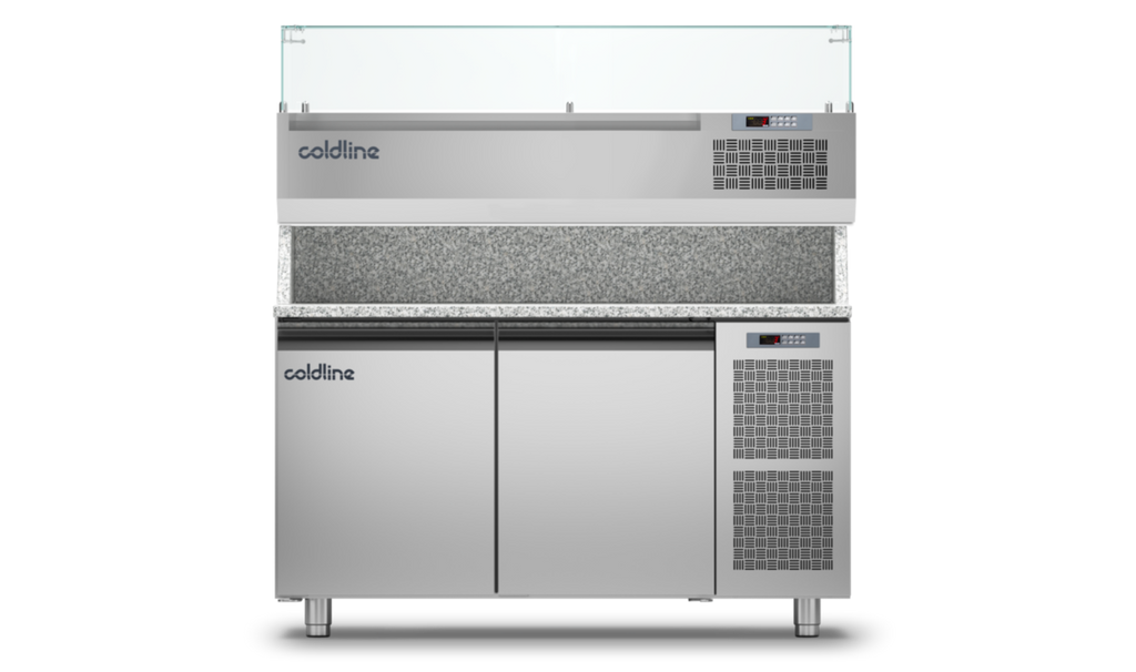 Coldline TZ13/1M VP|2 Door Pizza Preparation Counter with Granite