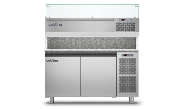 Coldline TZ13/1M VP|2 Door Pizza Preparation Counter with Granite