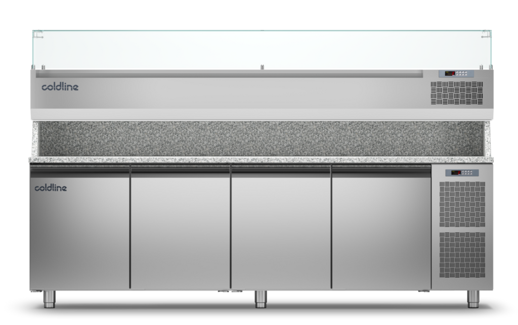 Coldline TZ21/1M VP|4 Door Pizza Preparation Counter with Granite