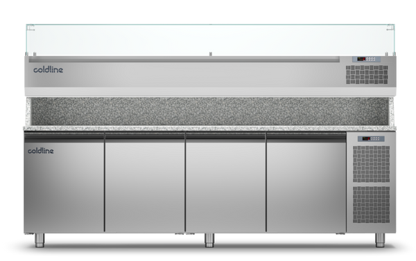 Coldline TZ21/1M VP|4 Door Pizza Preparation Counter with Granite