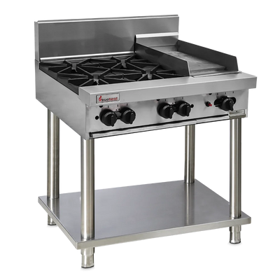 Trueheat RCT9-4-3G-NG-STD9-KIT | 900mm Top With 4 Burner and 300mm Griddle NG | Bundle | With Stand and Regulator LP