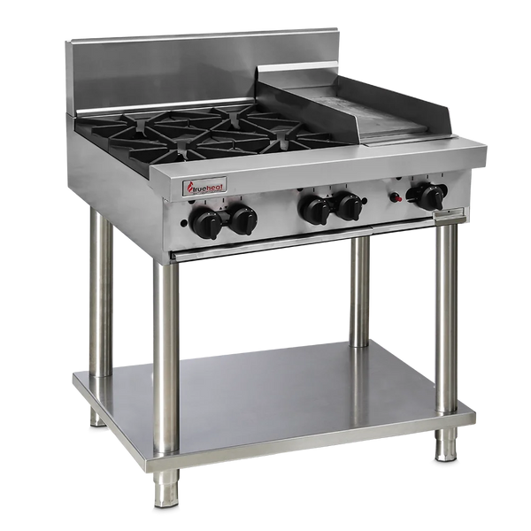 Trueheat RCT9-4-3G-LP-STD9-KIT | 900mm Top With 4 Burner and 300mm Griddle LP | Bundle | With Stand and Regulator LP