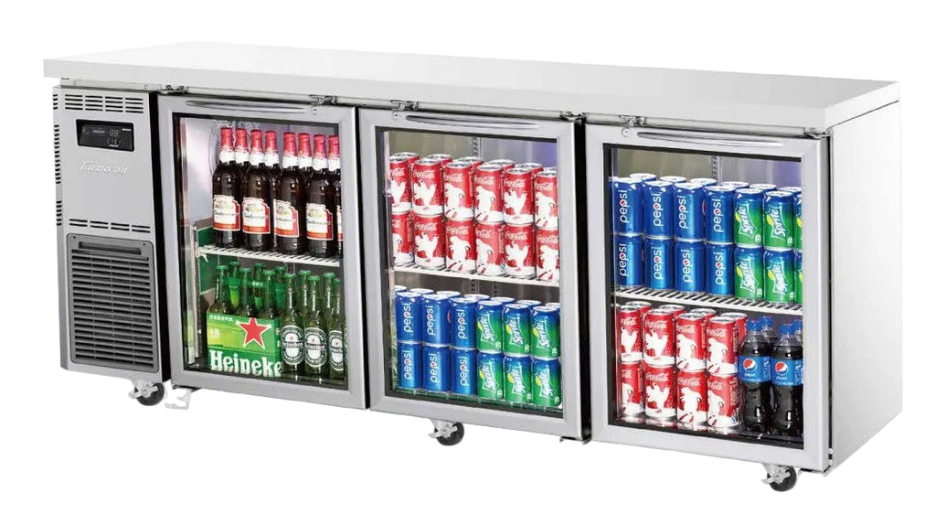 Turbo KGR18-3-N | Glass 3 Door Fridge | 1800mm Wide | 538ℓ | Undercounter Fridge | Glass Door Fridge