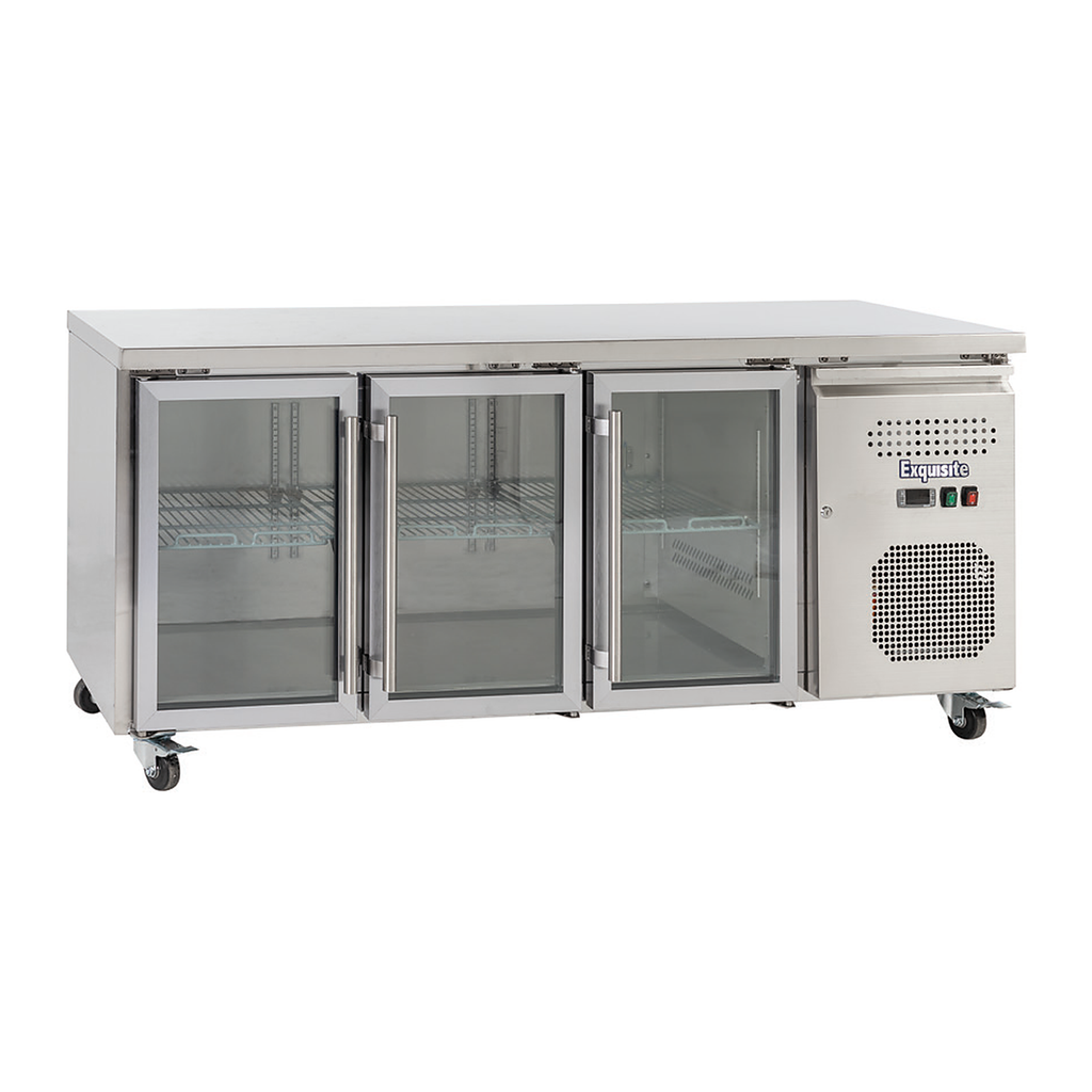 Exquisite USC400G - Three Glass Doors Underbench Storage Refrigerators 465 Litre