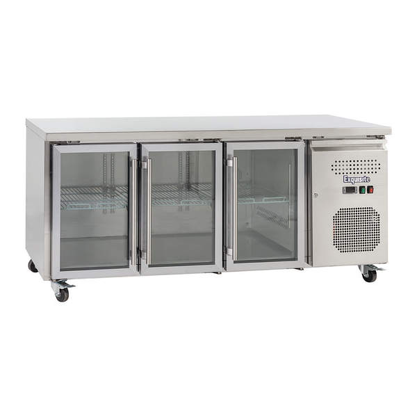 Exquisite USC400G - Three Glass Doors Underbench Storage Refrigerators 465 Litre