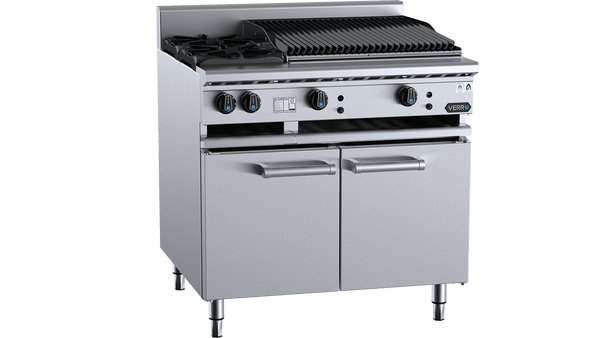 Verro VBT-SB2-CBR6 Combination Two Open Burners & 600mm Char Broiler Cabinet Mounted
