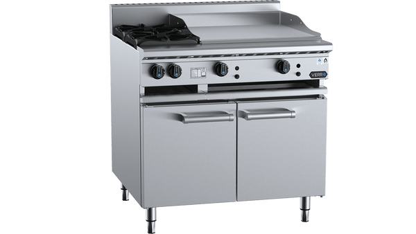 Verro VBT-SB2-GRP6 Combination Two Open Burners & 600mm Grill Plate Cabinet Mounted
