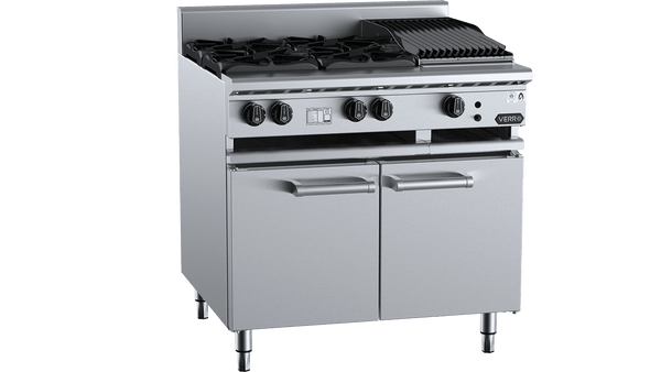 Verro VBT-SB4-CBR3 Combination Four Open Burners & 300mm Char Broiler Cabinet Mounted