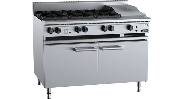 Verro VBT-SB6-GRP3 Combination Six Open Burners & 300mm Grill Plate Cabinet Mounted