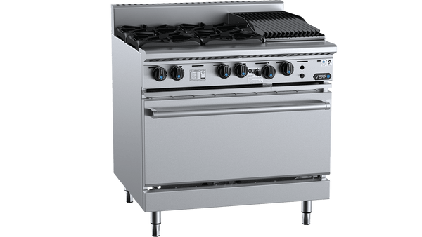 Verro VOV-SB4-CBR3 Oven with Four Open Burners & 300mm Char Broiler