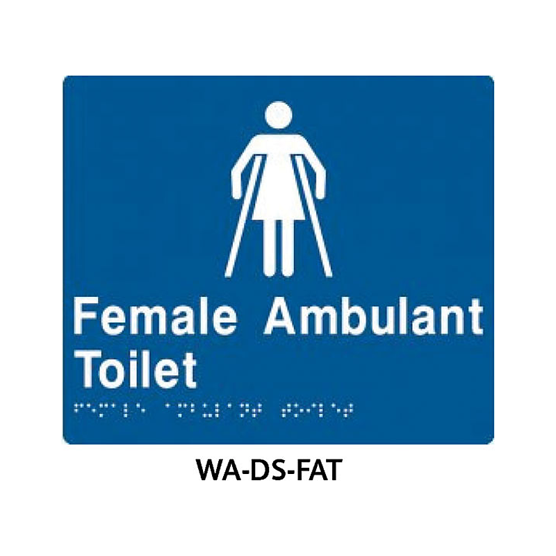 3monkeez WA-DS-FAT Blue ABS Plastic Door Sign With Braille for Female Ambulant Toilet